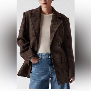 & Other Stories Brown Plaid Wool Jacket